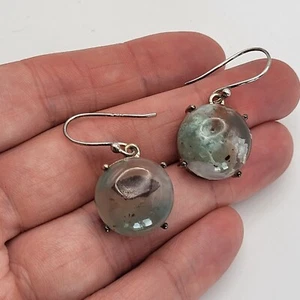 Gemporia Flower Agate Sterling Silver Large Cabochon Earrings 925 - Picture 1 of 10