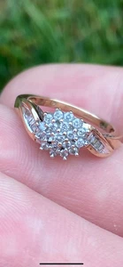 9ct gold 0.33carat natural diamond cluster ring - Picture 1 of 6