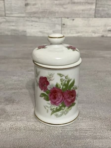 "Frasco de jengibre boticario rosa pintado porcelana decorado a mano vintage con tapa 3,5""" - Imagen 1 de 11