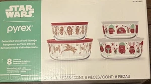 Star Wars Pyrex 8 Piece Glass Food Storage Set Box, Decorated Holiday - New - Picture 1 of 7