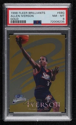 1998-99 Fleer Brilliants Gold 69/99 Allen Iverson #68G PSA 8 HOF - Image 1 of 3