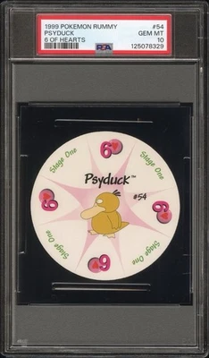 Psyduck Pokemon Card Rummy Playing Card Poker 6 Hearts 1999 WOTC Nintendo PSA 10 - Image 1 of 3