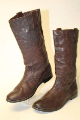 Frye Anna Dark Brown Leather Women Size 8.5 M Tall Flat Riding Boots 3471051-DBN - Image 1 of 4