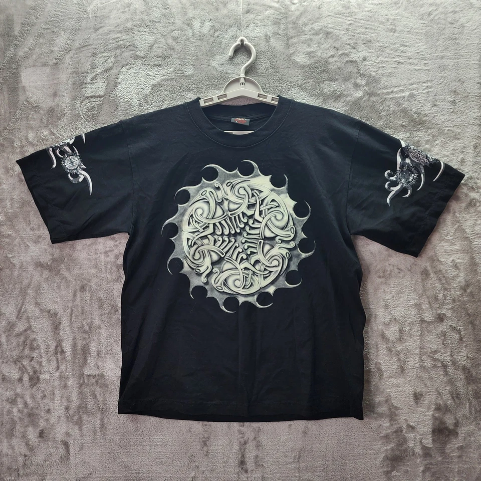 Camiseta Rock Eagle L Gráfico Tribal Doble Cara Calavera Tatuaje Motociclista Gótico Negro Foto 1 de 4