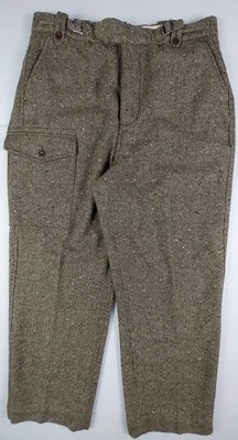 VTG Polo Ralph Lauren Hunting Field Trouser Mens 36x30 Brown Herringbone Wool - Image 1 of 4