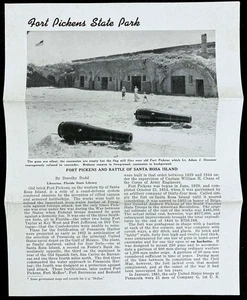 FORT PICKENS STATE PARK Vintage Brochure 1950s Pensacola FL Geronimo CSA - Picture 1 of 3