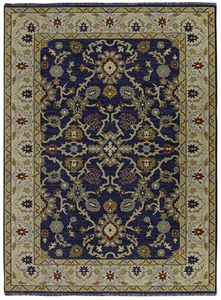 Linon Logan Marmara Polyester 3' X 5' Accent Rug in Navy and Ivory - Picture 1 of 5