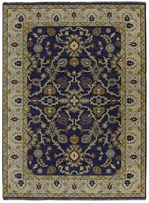 Linon Logan Marmara Polyester 3' X 5' Accent Rug in Navy and Ivory - Image 1 of 4