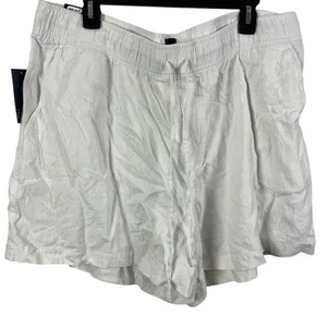 Gap Womens Linen Pull On Shorts Elastic Waist White NWT Pocket Drawstring XXL 2X - Picture 1 of 17