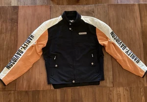 Vintage Harley Davidson wasserdichte Damen-Reitjacke Large schwarz & orange - Bild 1 von 19