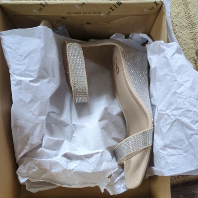 NUEVO Mix No. Bomba de cuña 6 Prunela talla 6M beige microgamuza estrás defecto para mujer Foto 1 de 4