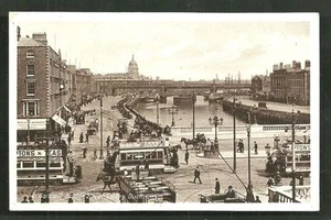 Dublin O’Connell Bridge Tram People Ireland stamp 1913 - Picture 1 of 2
