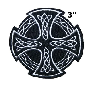 PARCHE DE HIERRO CRUZ CELTA bordado EMBLEMA RELIGIOSO CRISTIANO IRLANDÉS JESÚS - Imagen 1 de 10