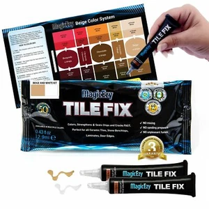 MagicEzy Tile Fix (Beige/White Kit) Porcelain Tile Crack Repair - Picture 1 of 11
