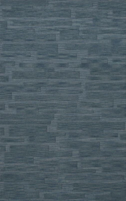 Blue Transitional Hand Hooked Squares Rectangles Boxes Area Rug Patchwork DV6 - Image 1 of 2