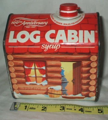 1987 Log Cabin Syrup Tin - Image 1 of 4