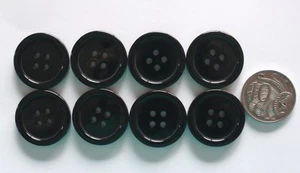 Buttons 25mm Black - Ridged - 8 Matching - Sewing #604 - Picture 1 of 3