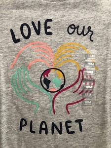 NWT -Carters Girl size 18M Gray Long Sleeve “Love Our Planet” Earth T-shirt - G9 - Picture 1 of 3