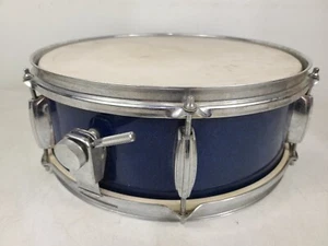 Vintage Blue 6 Lug Chrome Snare Drum Instrument Made In Japan - Picture 1 of 9