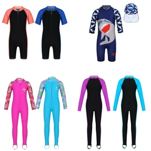 Toddlers Rash Guard Swimsuits SwimwearBoys Girls Zippered Bathing Suits Costume - Picture 1 of 85