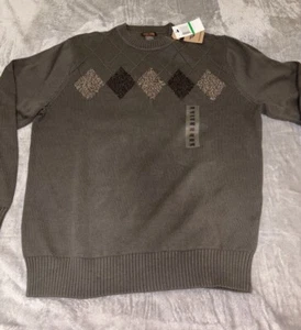 NWT Dockers Sweater Mens Large Green Cotton Diamond Argyle Long Sleeves Pullover - Picture 1 of 21