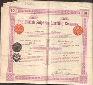 THE BRITISH SULPHIDES-SMELTHING CY (ROYAUME UNI) (T) - Picture 1 of 1