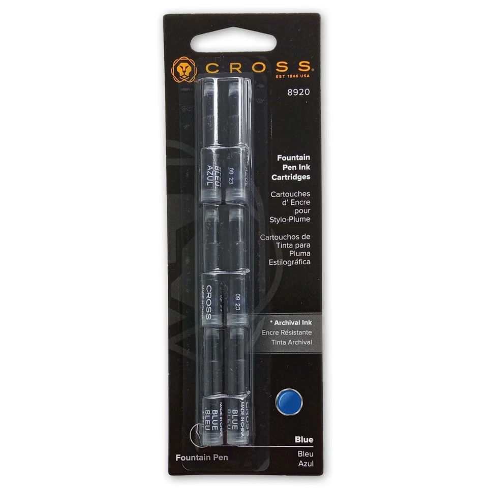 6x CROSS Füller Tintenpatronen Standard blau Fountain Pen Feder Füllhalter Ink