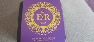 Queen Elizabeth 24 Carat Gold Plated Commemorative Medal - Picture 1 of 4