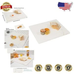 Luxurious Natural Marble Cutting Board – 20x16” Ivory White & Gold Beauty - Picture 1 of 8