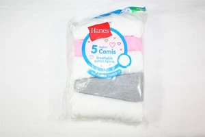 935X08 Hanes GCEMW5 Girls Tagless Cotton Cami 5-Pack L Assorted - Picture 1 of 2