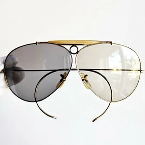 occhiali da sole RAY BAN shooter 1950 10K 64 SUNGLASSES gold b&l changeables USA - Picture 1 of 9