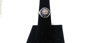 Ladies 10kt White Gold Sapphire and Diamond Ring - Picture 1 of 9