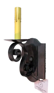 Vintage handgeschmiedeter Eisen 1-armiger Kandelaber Wandleuchter schwarz Gothic Stil   - Bild 1 von 11