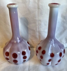 2 - Vintage Fenton art glass cranberry opalescent coin dot barber bottles - Picture 1 of 4