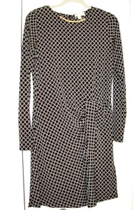 Women~MICHAEL KORS~GOLD TONE LOGO~Long Sleeve~Chain Pattern~Stretch Dress Size M - Picture 1 of 11