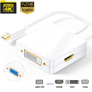 3-in-1 Mini DP to HDMI DVI VGA Adapter Cable 4K Thunderbolt 2 Mini DP Converter - Picture 1 of 13