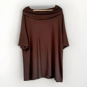 Bryn Walker Womens Cowl Neck Sweater Size L Brown Bamboo Lagenlook Sustainable - Picture 1 of 9