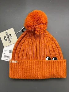 Anya Hindmarch Uniqlo Kids Knit HEATTECH Beanie Orange Hat S/M NWT - Picture 1 of 4