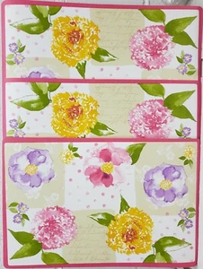 Set of 3 Same Printed Kitchen Vinyl Placemats (12"x18") VALENTINA FLOWERS by ELH - Picture 1 of 12