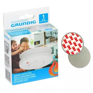 Grundig Rauchmelder 85dB Inkl. 9V Batterie + 3M Klebepad Set Feuermelder - Bild 1 von 7