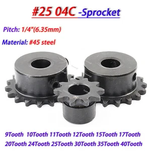#25 9T-40T Roller Chain Sprocket With Step Pitch 1/4" 6.35mm For 04C Drive Chain - Picture 1 of 18