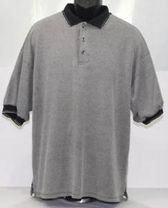 VTG 2001 Lion Apparel Station Wear Polo Shirt Mens Large Black White Pinstripes - Picture 1 of 12