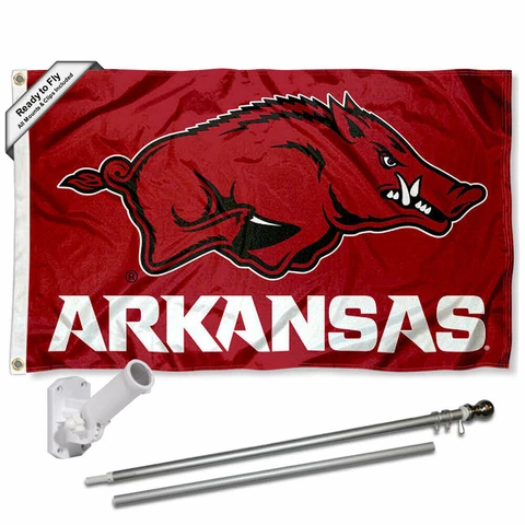Arkansas Razorbacks Flag Pole and Bracket Gift Set Package Cover