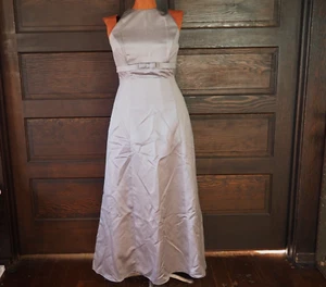 VTG 90s Scott McClintock Sleeveless Silver Gray Satin Formal Evening Dress Sz 8 - Picture 1 of 9