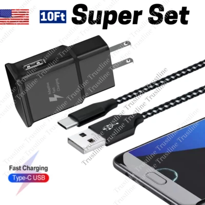 USB Fast Wall Charger Adaptive Type-C Cable For Samsung Galaxy S22 S21 S20 S10 - Image 1 of 4