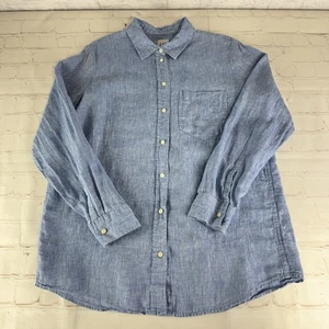 Gap 100% Linen Blue Lightweight Long Sleeve Button Shirt Size Men's Medium - Photo 1/6