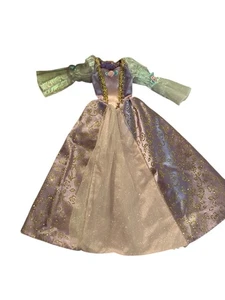 Vintage 2001 BARBIE AS RAPUNZEL Doll Dress Gown Princess Purple Pink Roses - Picture 1 of 5