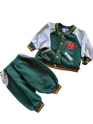 Vintage Baby Be Good Green Boy 2 Piece Set Outfit Size 18M Football - Image 1 of 4