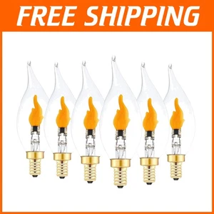 Realistic Flickering LED Bulbs, E12 Candelabra Base, 6 Pack - Picture 1 of 8
