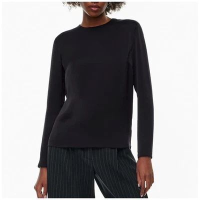 Aritzia Babaton Hamilton Black Satin Long Sleeve Blouse Top Small - Image 1 of 4